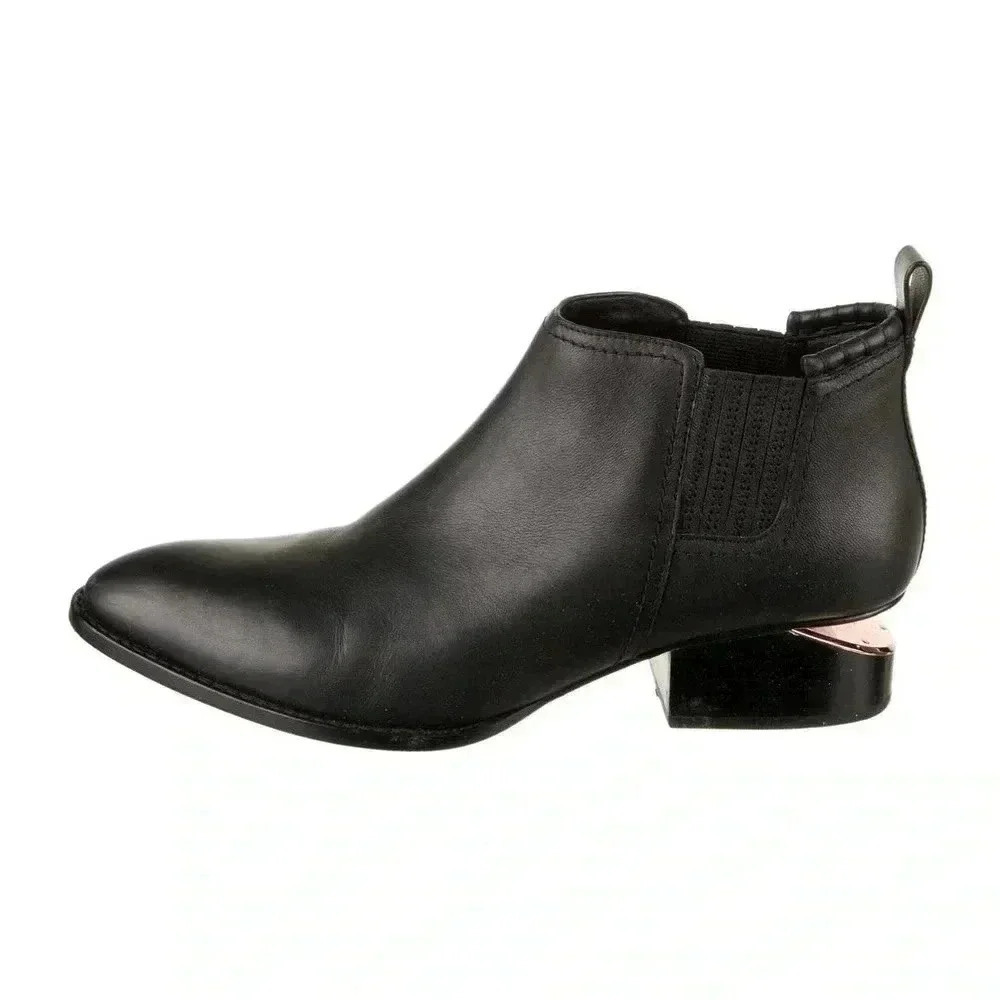 [38/7.5”]Alexander  Wang Kori Black Leather Chelsea Ankle Boots